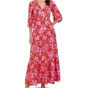 Vince Camuto - Print Long Sleeve Ruffle Hem Maxi Dress- NWT - Size 8